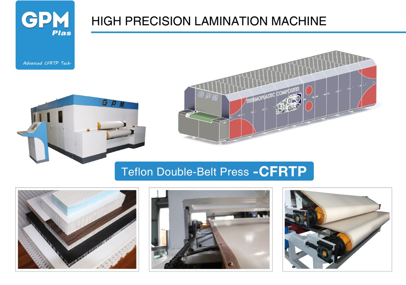 Double Belt Presses Machine For Fiber Reinforced Thermoplastic Honeycomb Sandwich Materials Laminates